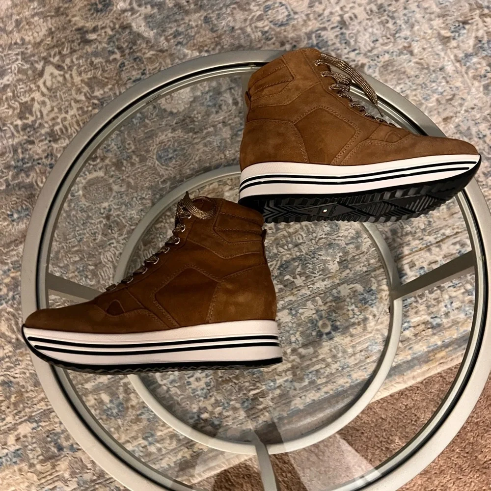 NeroGiardini Italy Suede Platform Wedge High Top Sneakers Size 37
